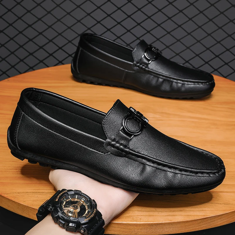 2024 New Men's Casual Fashion, Men's Boat Shoes, Driving Shoes, Men's Bean Shoes, Soft Sole Casual Leather Shoes