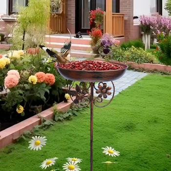Cast Iron Garden Bird Bath & Feeder – Decorative Outdoor Bird Feeding Station 3