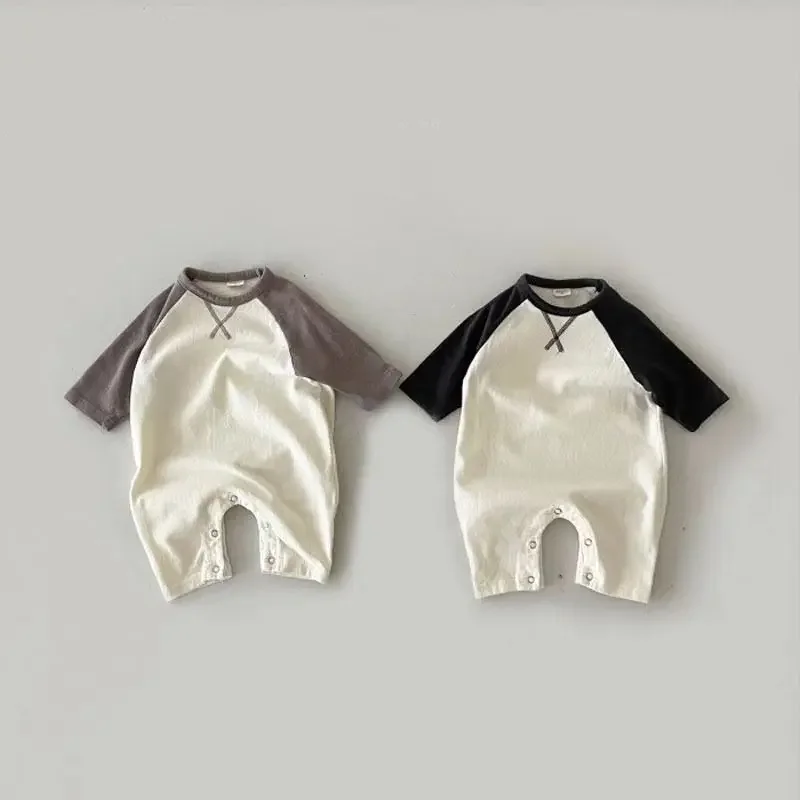 Stylish Cotton Baby Outerwear Long Sleeve Color Block Rompers for Newborn Boys Girls Comfortable Spring Autumn Style baby clothes
