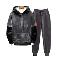 Men's Two-piece Tracksuit Golden Velvet Set Thickened Winter Double-sided Velvet Suit 1