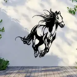 Elegant Black 3D Horse Metal Wall Art - Modern Farmhouse Décor (TY - 101619)