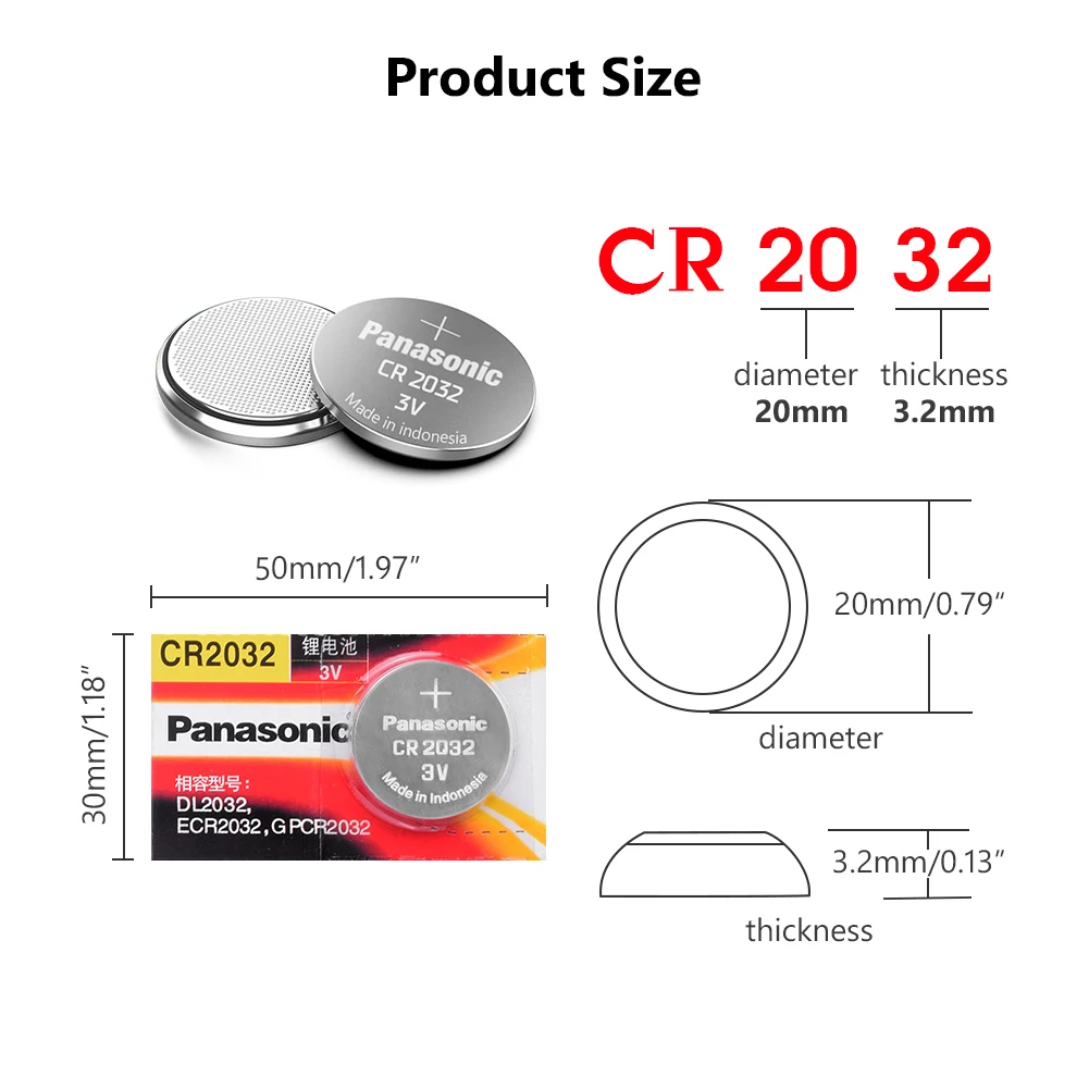 Panasonic 1-25Pcs CR2032 3V Button Cell Batteries for Watch Calculator Remote Control cr2032 Lithium Disposable Li-ion Battery
