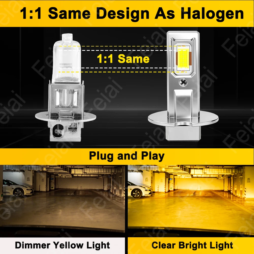시트 레온 1M 1P 악세사리용 H3 LED 안개등, 자동차 레온 MK1 MK2 2005 2006 2007 2008 2009용 H3 LED 안개등