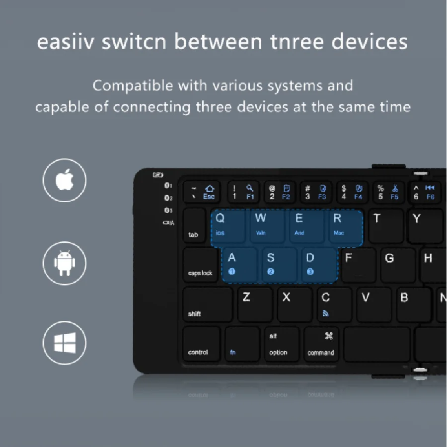 Teclado Dobrável sem Fio de Bluetooth Teclado Dobrável para Iphone Ipad Smartphone Mini Teclado de Viagem Recarregável Rússia Coreia - Imagem 5