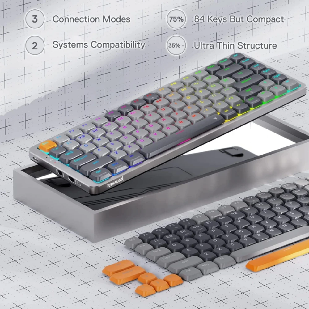 roBa Low Profile キーボード 本体 Redragon-メカニカルキーボード75%,5.0ロープロファイル