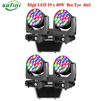 Flightcase 4Pcs ZOOM and Rotation 19x40W high power RGBW 4in1 LEDs  RGBW 760W Big Bee Eye  Bar Stage Effect Light 1