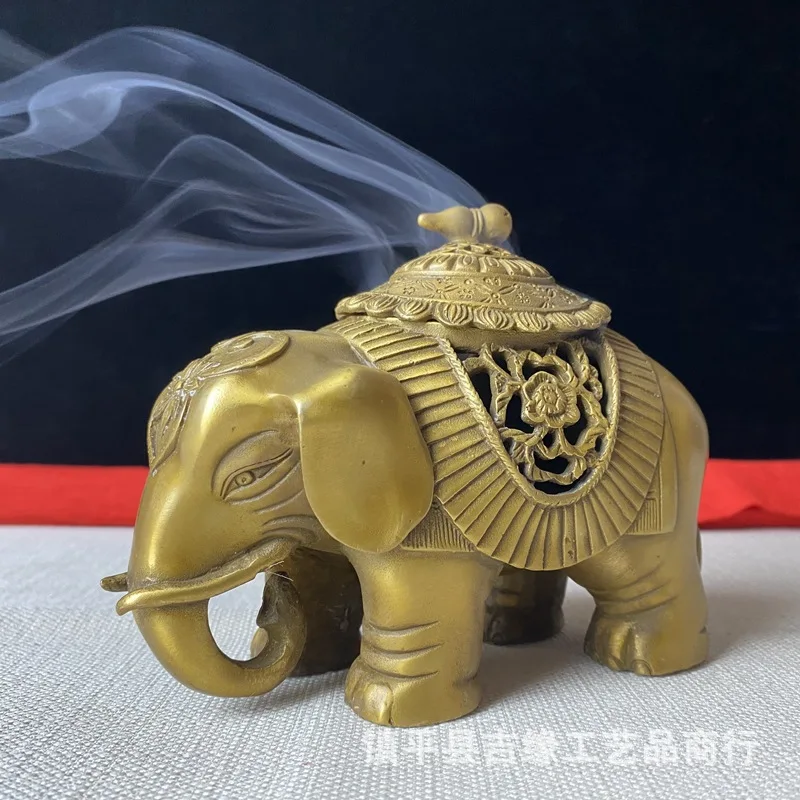 

Elephant incense burner antique miscellaneous brass classical sandalwood furnace antique copper hollow aromatherapy furnace