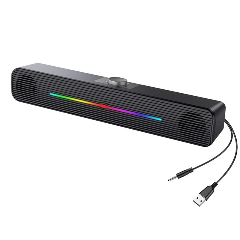 

RGB Саундбар компьютерная аудиосистема игровой ноутбук Настольный компьютер USB проводной светоизлучающий сабвуфер динамик