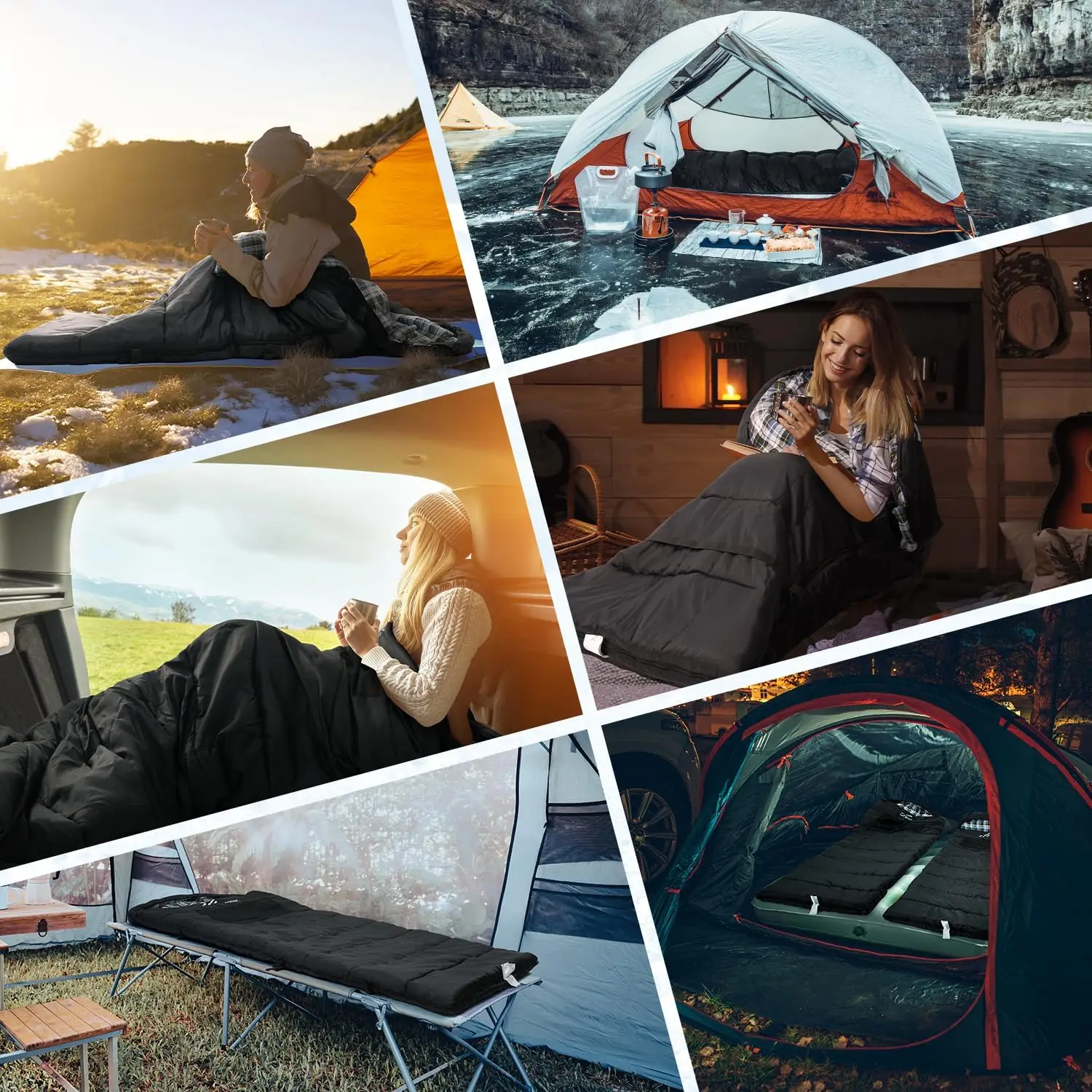 2-person sleeping bag,Spliceable sleeping bag,Heated Sleeping Bag for Adults,Portable Sleeping Bag,for All Season Camping 6