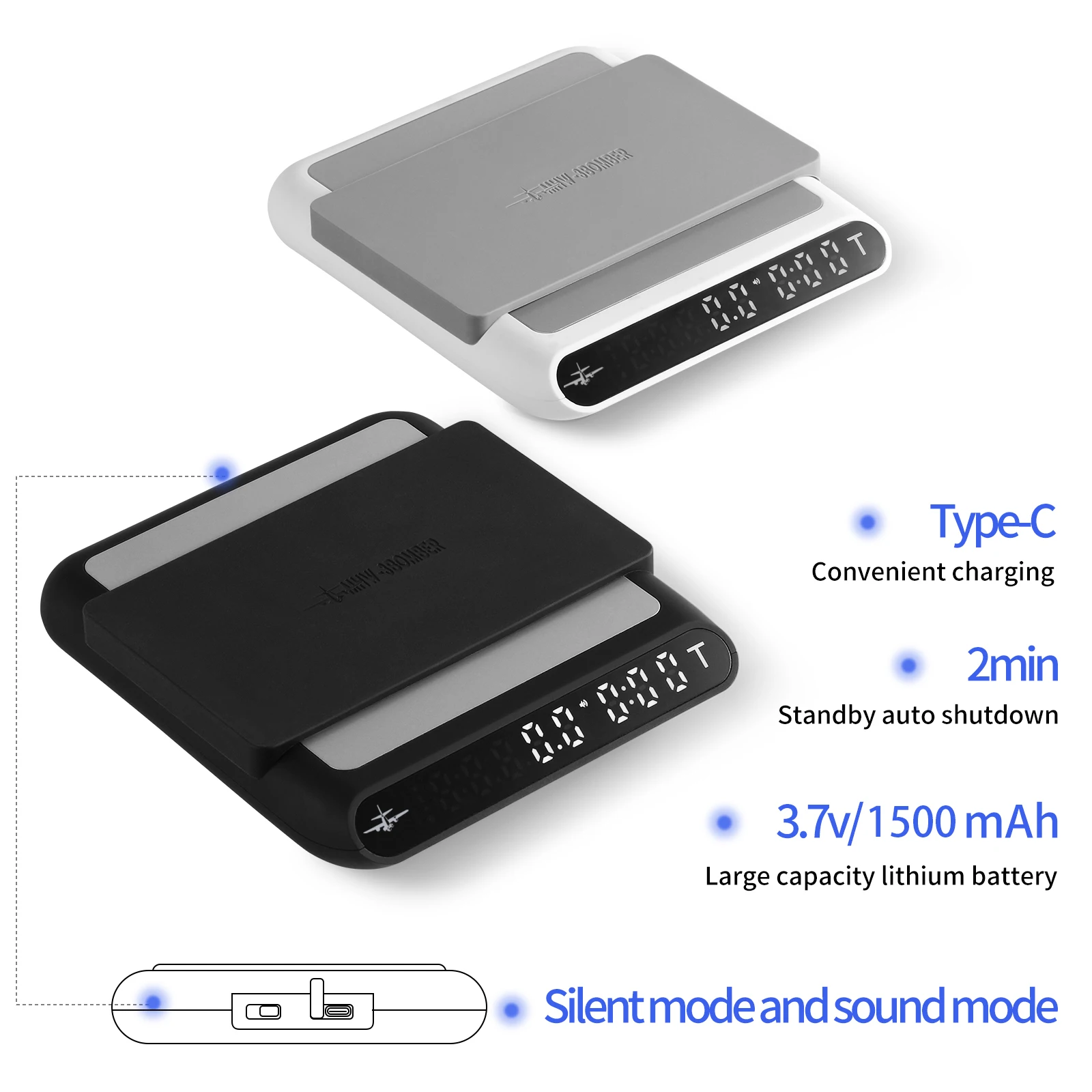 MHW-3BOMBER Intelligent Electronic Coffee Scale with Automatic Timing Delicate Mini Kitchen Scales Chic Home Barista Accessories