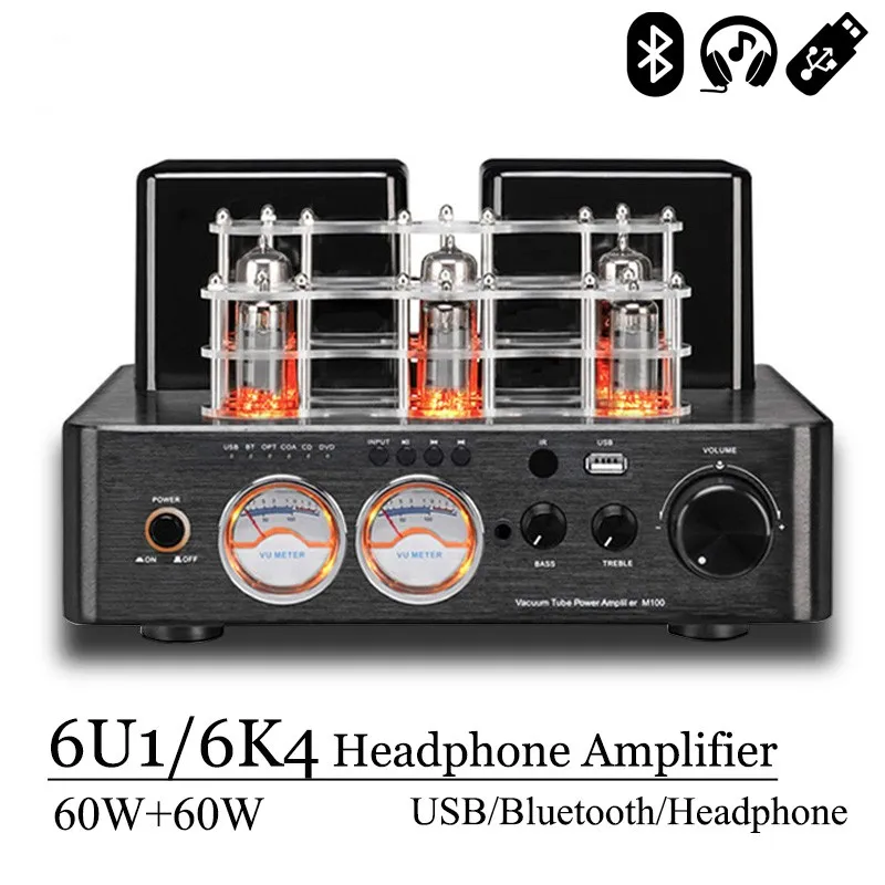 Telecomando Vose M100 Bluetooth 5.0 120W * 2 Stereo 6 U1 6 K4 Vu Meter Vacuum Tube Home Audio Amplificatore Per Cuffie
