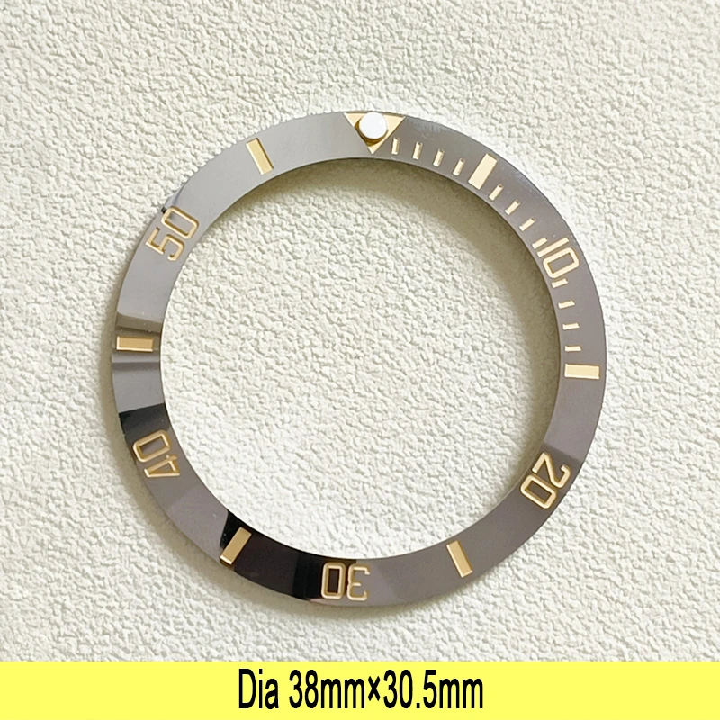 New 38mm*30.5mm Electroplate Ceramic Watch Bezel Insert Silver Bezel Fits 40mm Automatic Mens Watch For Men Watch Ring Parts