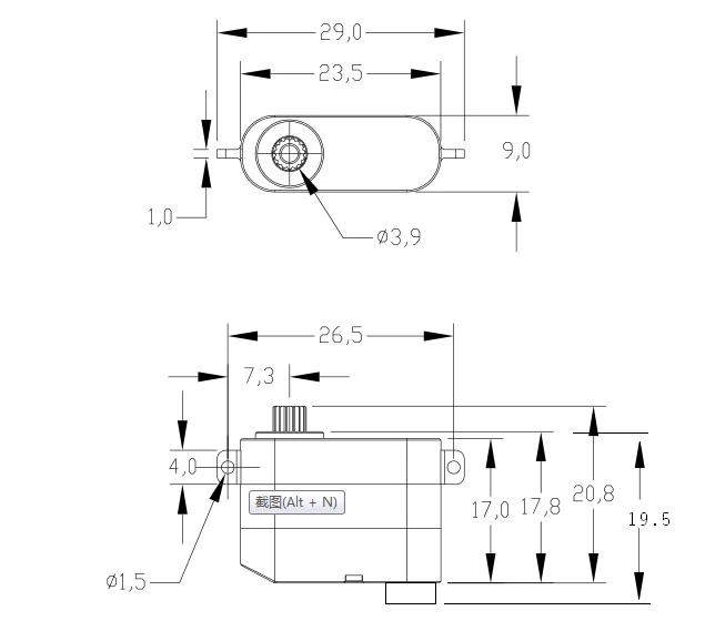 OCS-D008 7.4V 3.2kg.cm 7.7g 0.07S/60 °    코어리스 모터 마이크로 서보 메탈 기어 모든 CNC 케이스