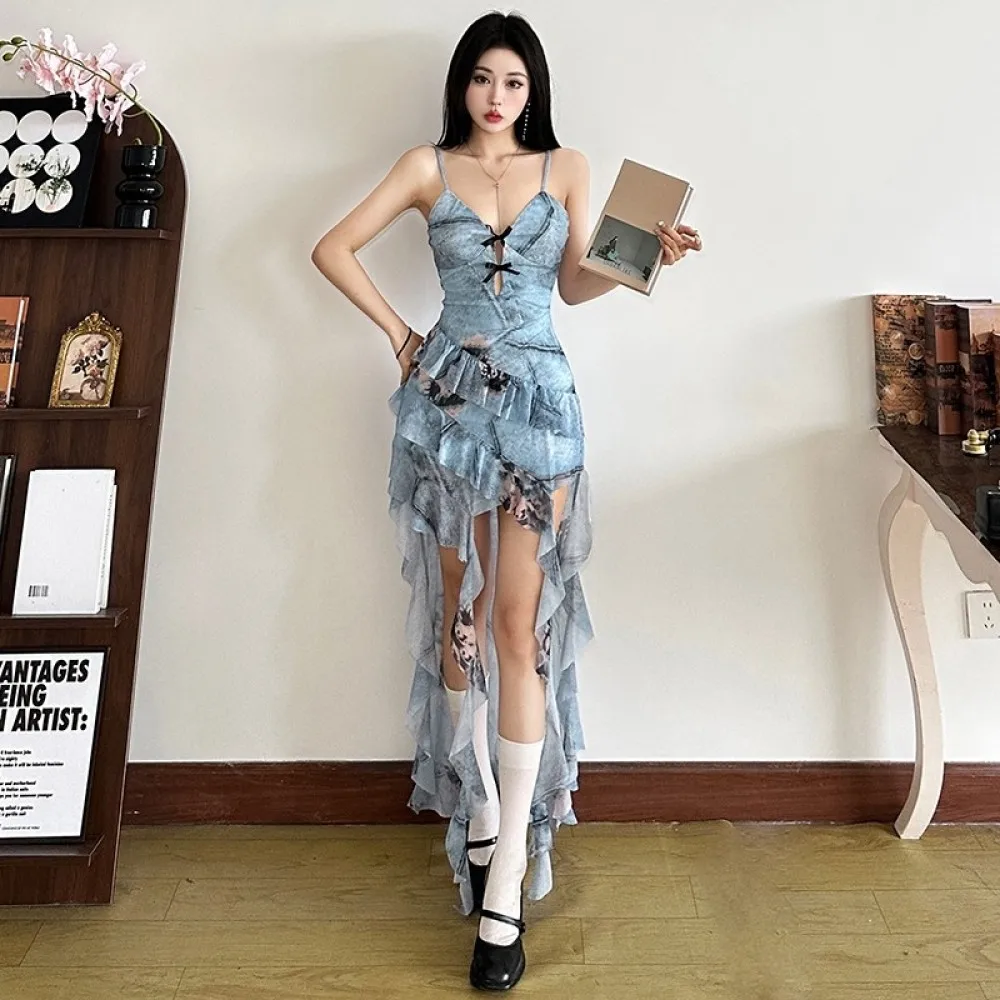 chinese dress ladies Women's Casual Lace Embroidered Maxi Dress Adjustable Strap Pleated Tiered  Swing Long Dress with Pockets (X-Small,Apricot) at Amazon Women's Clothing  store main image 0