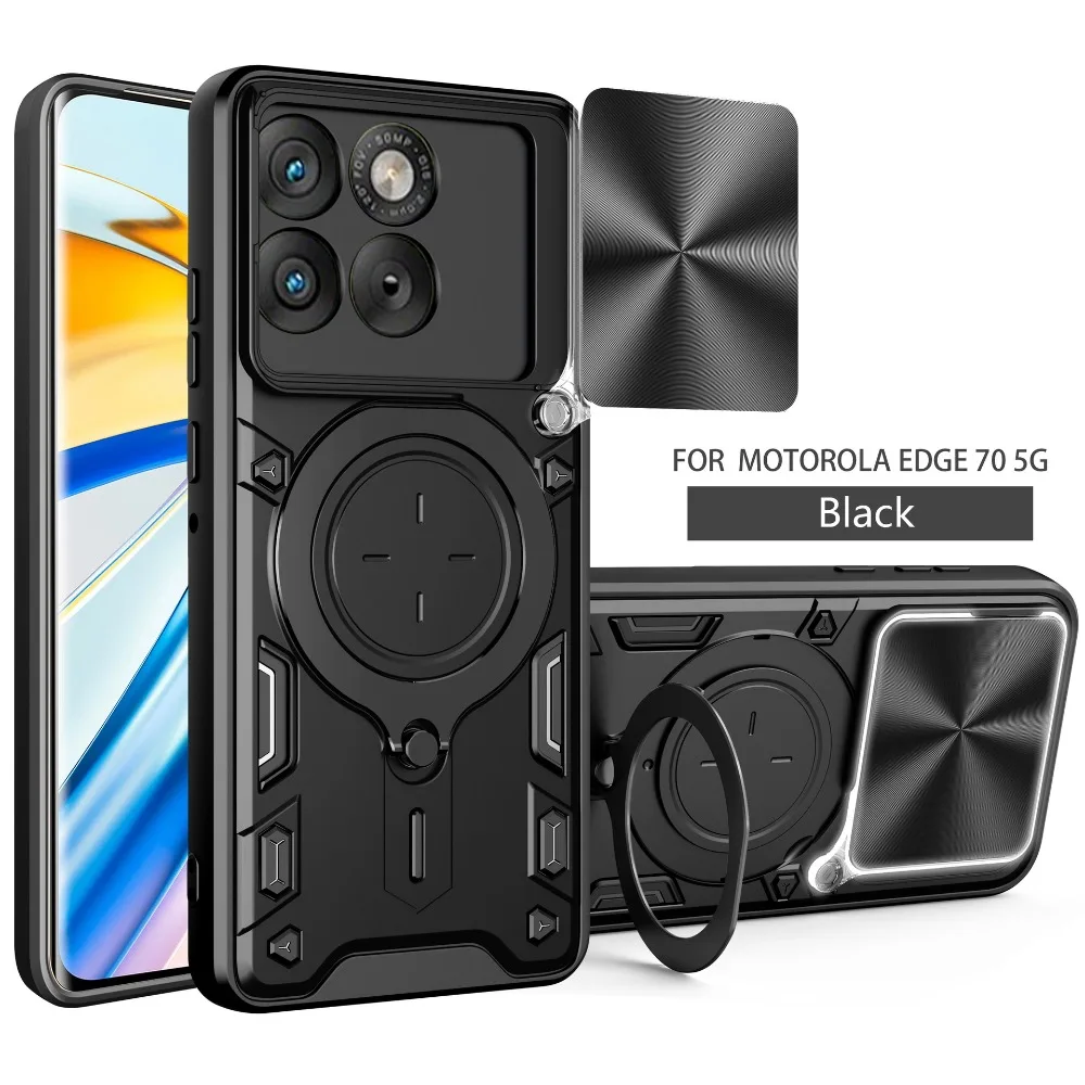 Motorola Edge Fusion Case with Slide Camera Lens Cover, Magnetic Car Mount, and Drop Protection Shockproof Shell