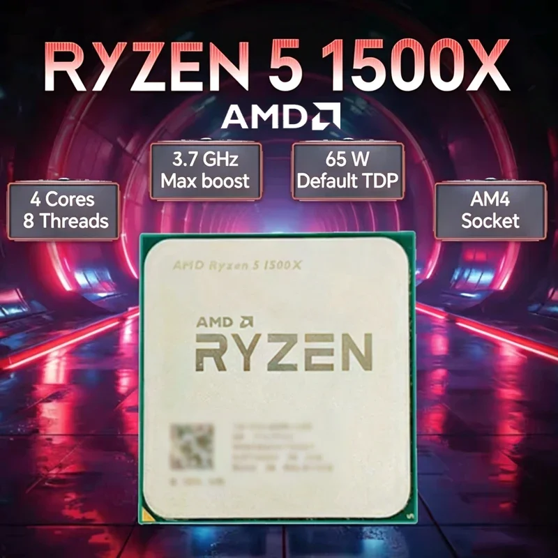AMD Ryzen 5 1500X AMD R 5 1500X CPU 4코어 8스레드 3.7GHz 언락 데스크탑 프로세서 소켓 AM4 게이밍 CPU (패키지 미포함)
