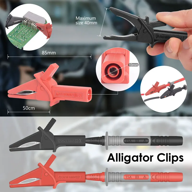 Probes For Multimeter Silicone Test Lead High-precision Measurement Pin Wire Pen 1 Pair Cable Alligator Clips 1000V 10A digital multimeter
