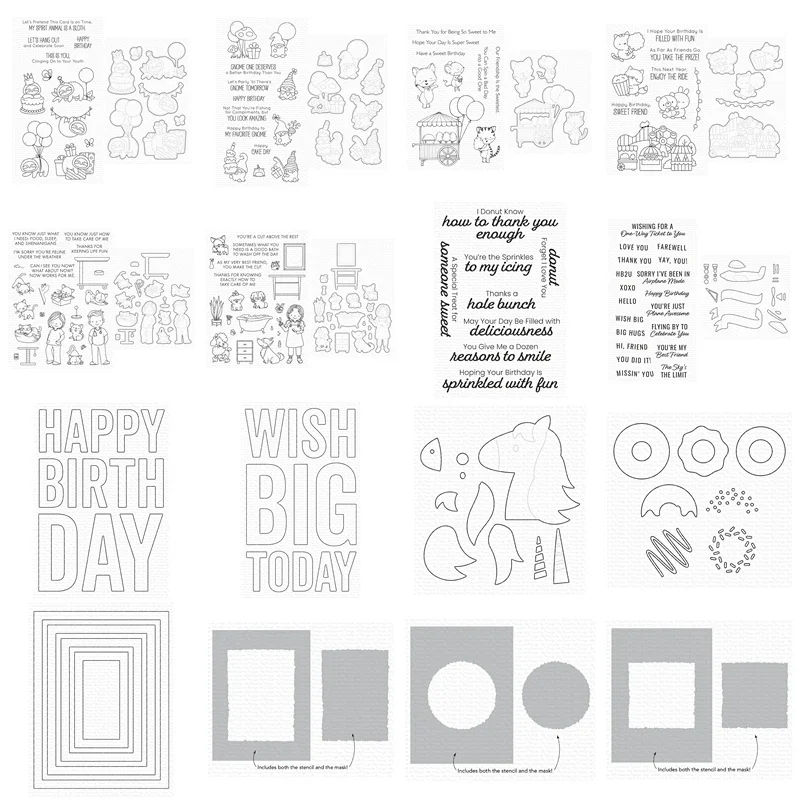 

Hang Out and Celebrate Clear Stamps Cutting Dies Scrapbooking for July 2023 New Paper Making Frames Card Set