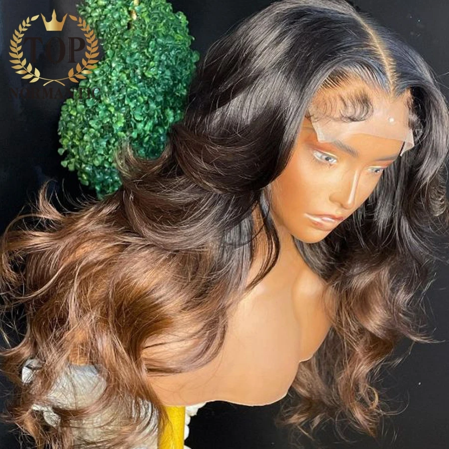 Human Hair Wig Lace Front Wigs Topnormantic Ombre Brown Color 13x6 Lace Front Wigs for Women Remy Brazilian Human Hair Body Wave Wig Preplucked Hairline