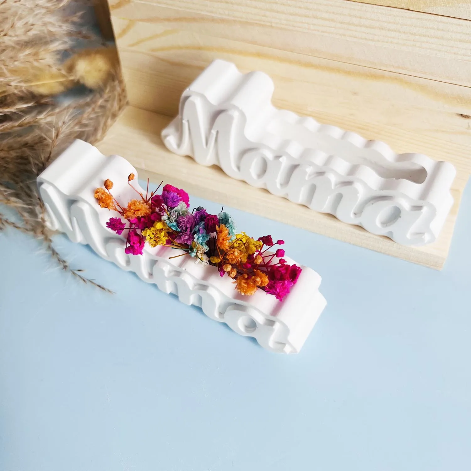 3D Mama Letter Flower Pot Silicone Mold Handmade Mother's Day Gift Home Decoration Letter Vase DIY Plaster Cement Drop Glue Mold silicone mold