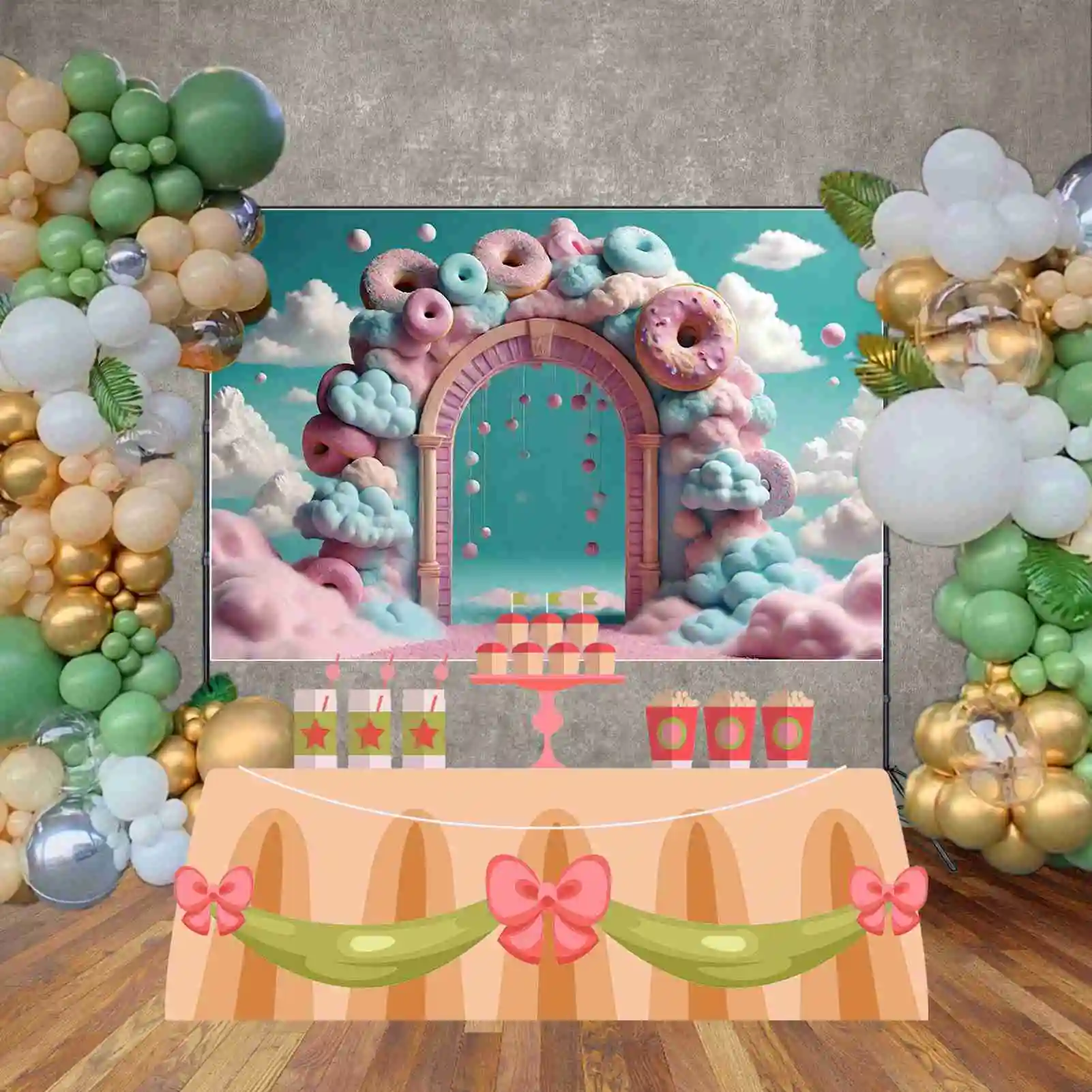 MOON.QG 공주 요정 첫 생일 배경 어린이 캔디 바 롤리팝 배경, 커스텀 파티 포토콜 스튜디오 소품