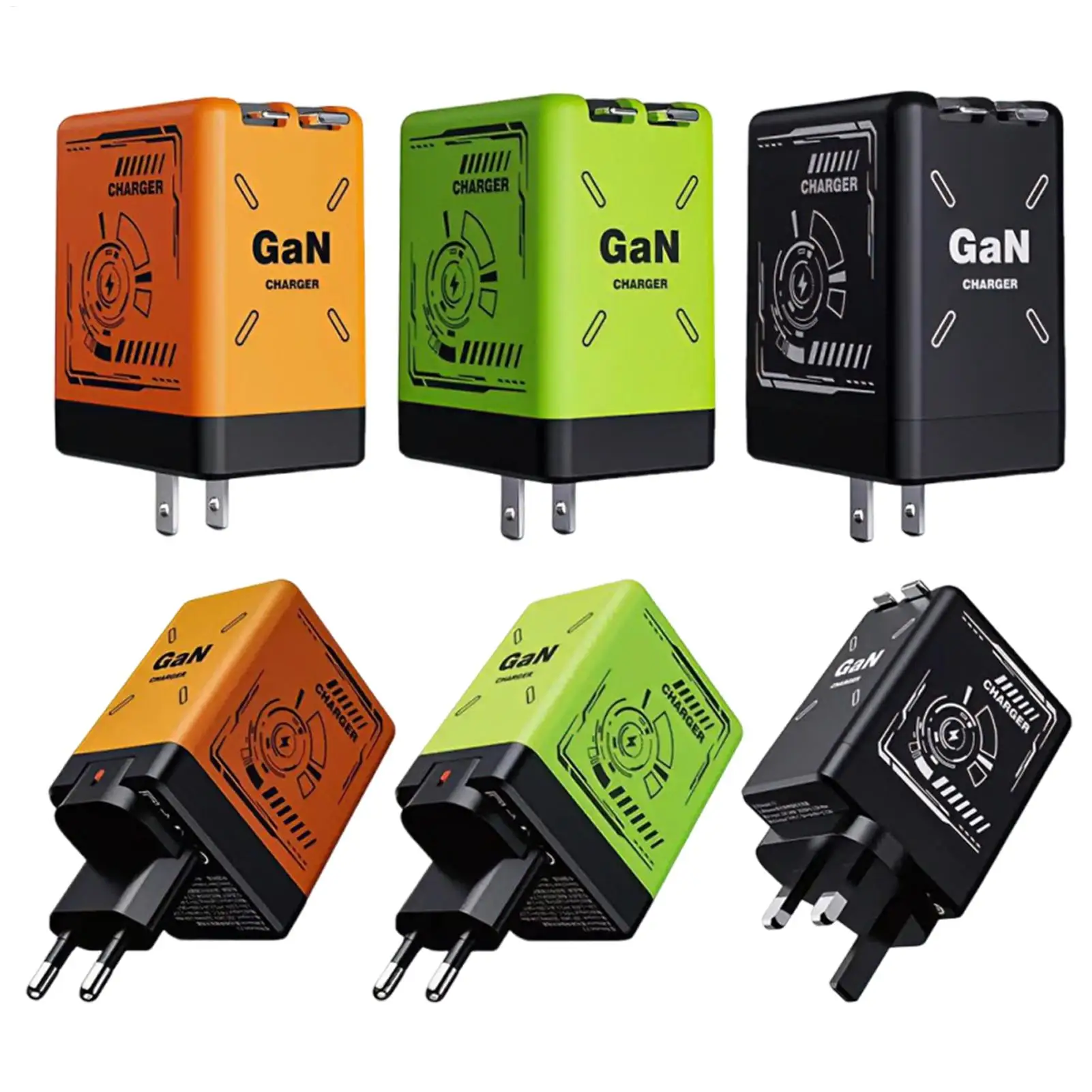 USB C Charger Block Double-Port Fast Charger Adapter Retractable Multiple Outlet for Laptop Devices Phone Computer Travel Home