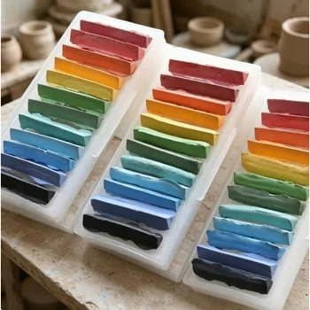 Set di 12 Colori per Ceramica: Pastelli Sottosmalto per Alta Temperatura, Ideali per Pittura e Colorazione Fai-da-Te di Oggetti in Ceramica