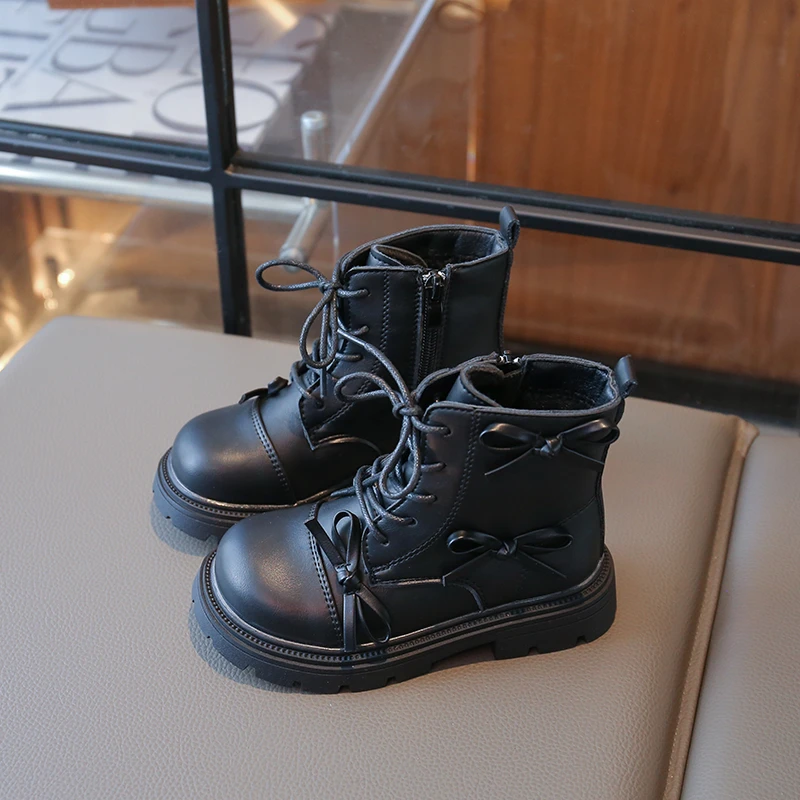 Children's Winter Boots for Girl New Classic Sweet Bowknot Kids Fashion Cotton Boots Thick Bottom Causal Princess Ankle Boots