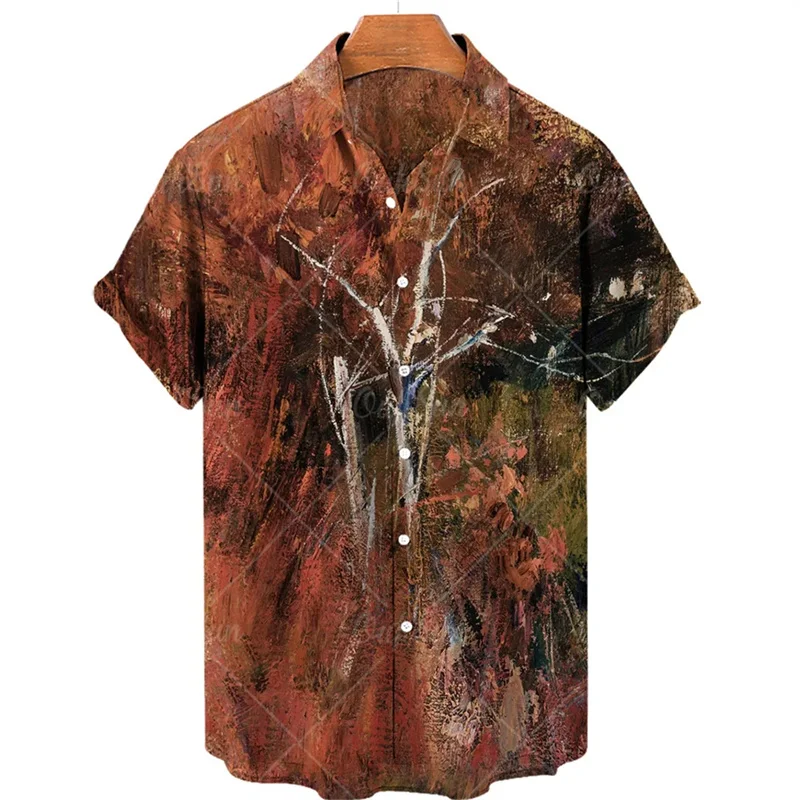 

Hot Sale Holiday Men's Shirts Summer Fashion Plant Flower 3d Printed Y2k Tops Summer Casual Short Sleeve Button Shirt Clothes