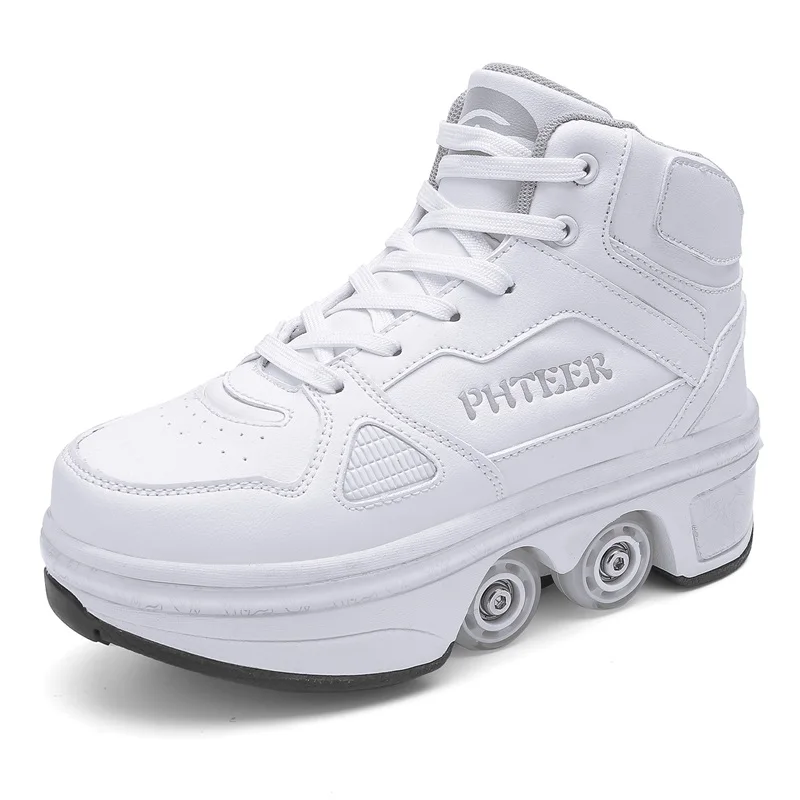 Schoenen met Wieltjes Kind, Rolschaatsen Dames Quad Skates, Skateschoenen voor Heren, Vervorming Roller Skates Buiten, Kinderrolschaatsen (E, EU-38
