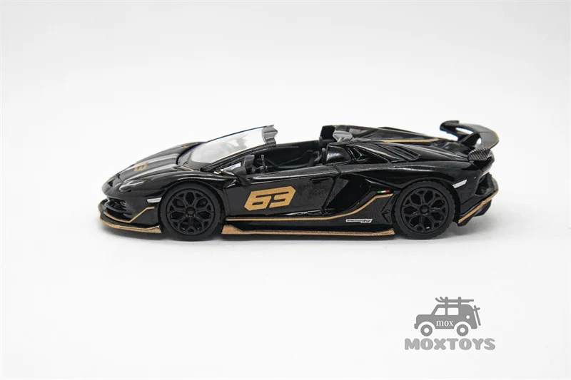 MINI GT 1:64 Aventador SVJ 63 Roadster Nero Aldebaran Black LHD Diecast Model Car 3