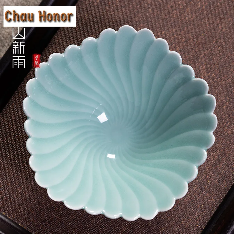 Longquan Celadon Salix Leaf Fruit Dishes Retro Pastry Plate Dessert Candy Dish Household Plates for Food for Tea Supplies Gift