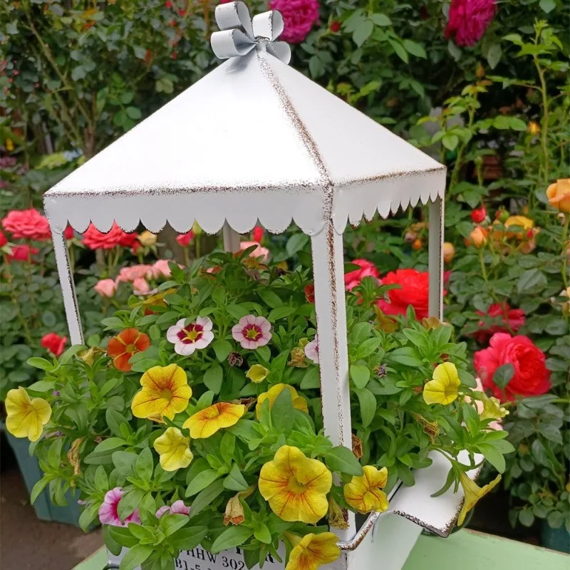 Iron Cart Flower Stand Balcony Decorative Flower Pot Creative Garden Planter Container Outdoor Plant Display Rack