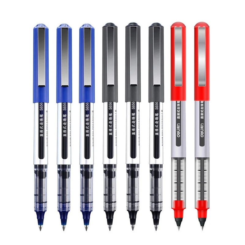 Deli Rollerball Pens, 0.5mm Liquid Ink Gel Pens,Quick Drying & Long Lasting Fine Point Pen for Writing, Journaling, Notes