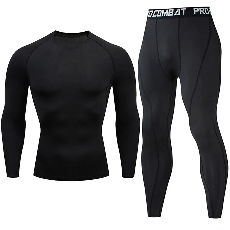 Compression Underwear Men's Bodybuilding T-Shirt Leggings 2 Piece Tracksuit Men