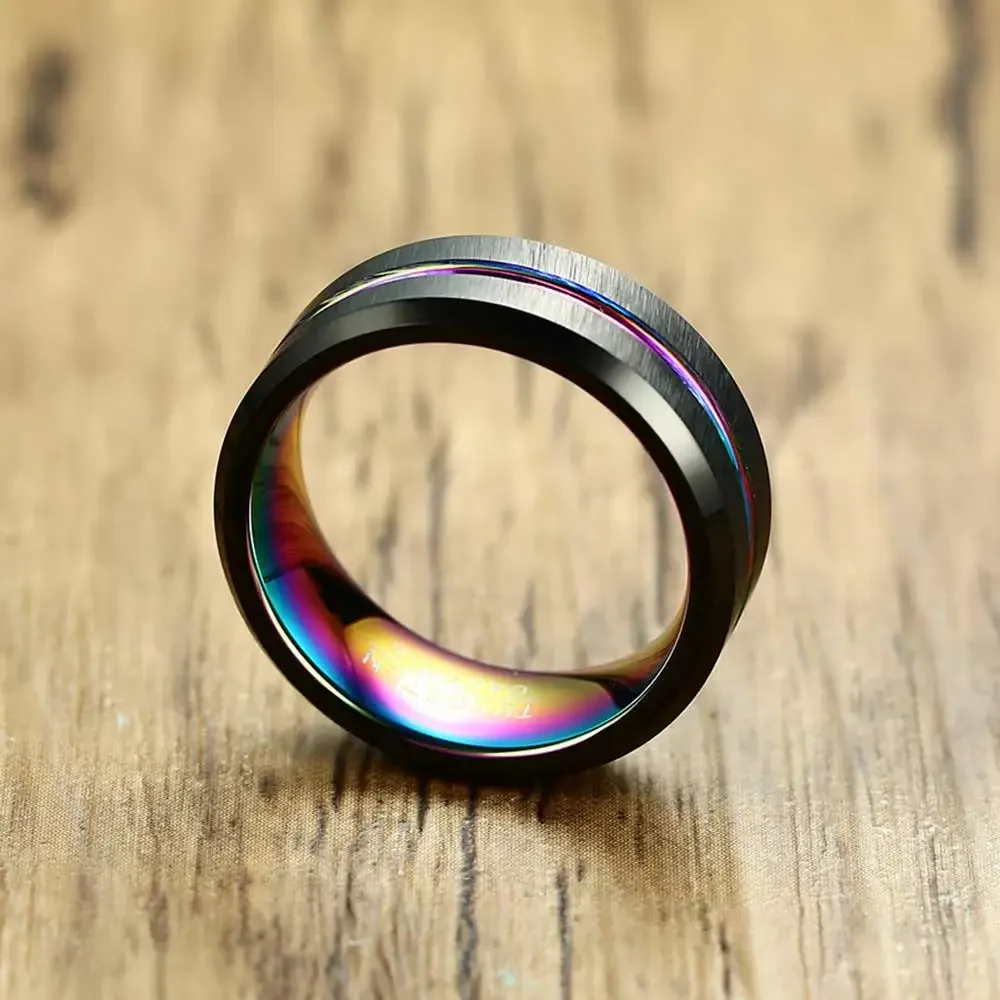 JHSL High Quality Classic Golden Blue Black Tungsten Rings for Men Fashion Jewelry Anniversary Gift Size 8 9 10 11 12