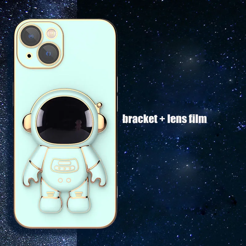 apple 13 pro max case Luxury Plating Astronaut Bracket Case for iPhone 13 12 11 Pro Max X Xr Xs 8 7 Plus SE Folding Stand Glass Camera Protector Cover iphone 13 pro max wallet case iPhone 13 Pro Max