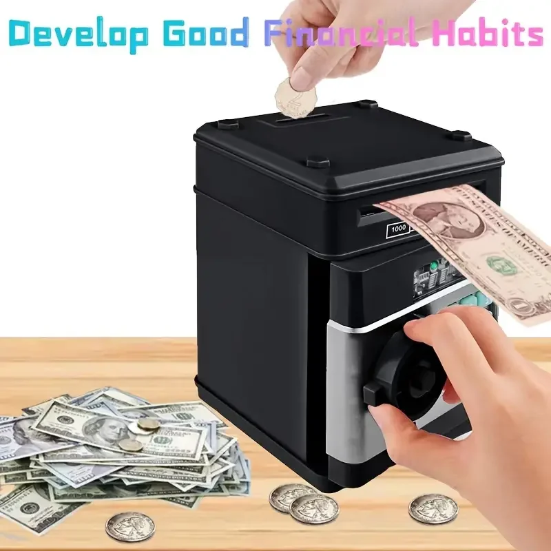 Electronic Piggy Bank Coin Bank Automatic Mini Safe Coins Cash Saving Money Box Password Counter Code Key Lock Child Gift