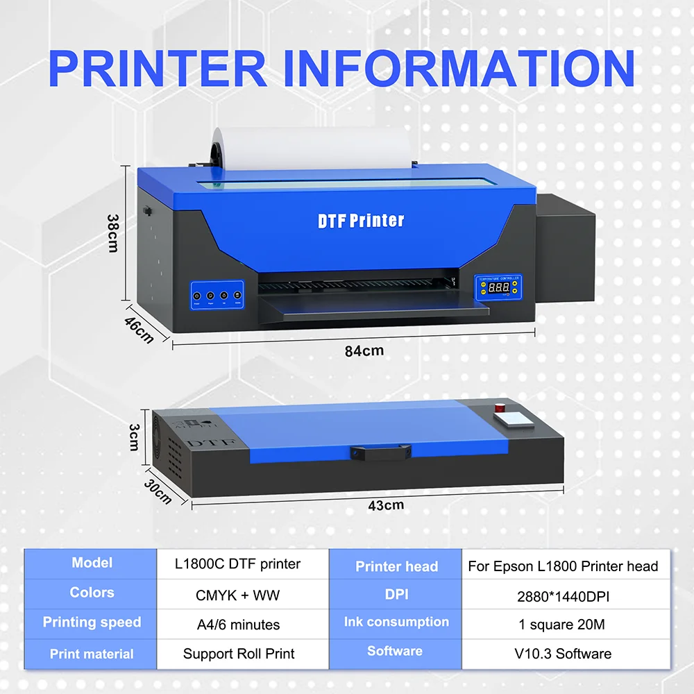 OYfame For Epson L1800 DTF Printer impresora dtf textil A3 t shirt printing Machine A3 Direct to Film Print-preheating DTF Print