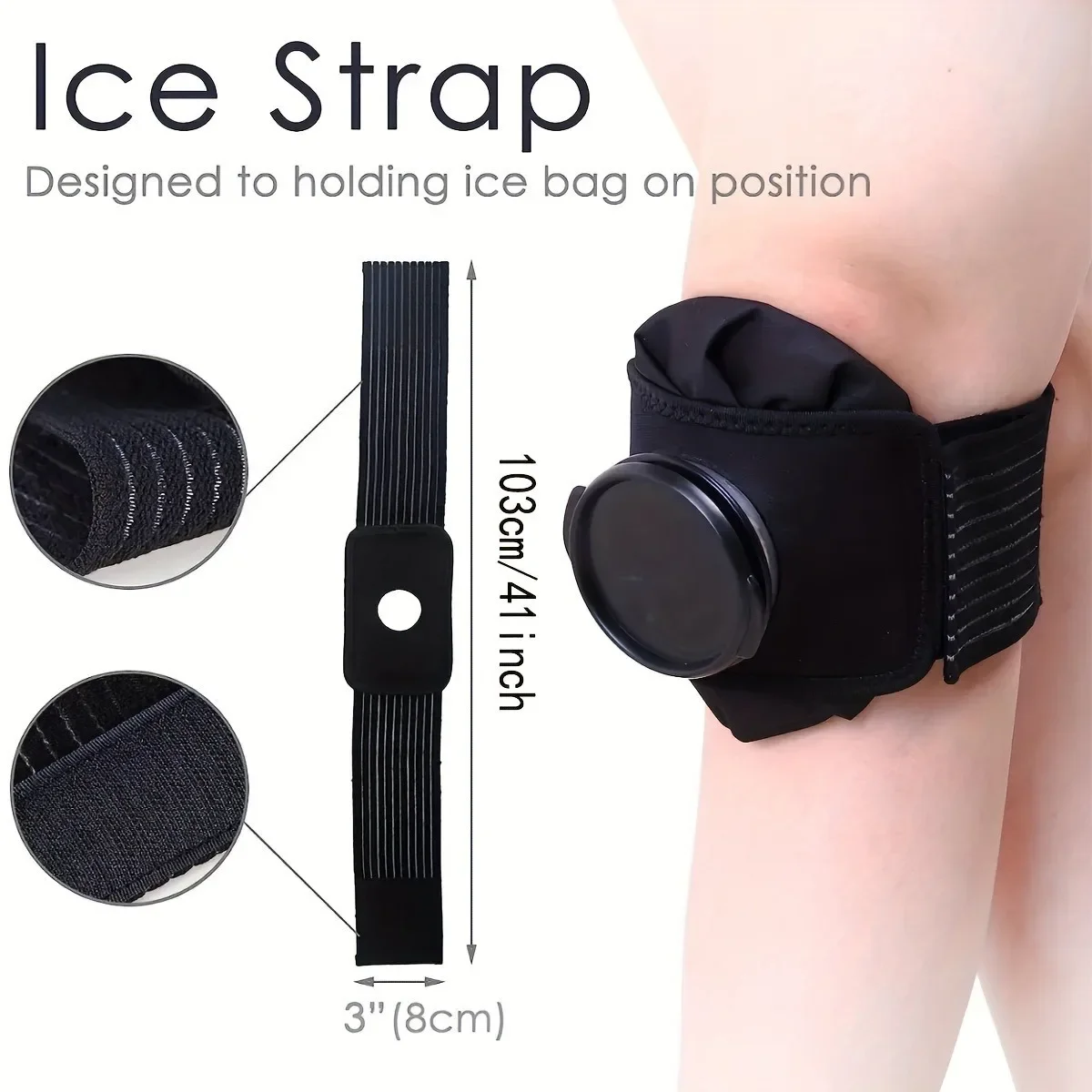 4-Pack Reusable Ice Bags for Hot & Cold with Elastic Support Strap-Universal Fit Knee, Ankle, Includes 3 Sizes (6", 9", 11")