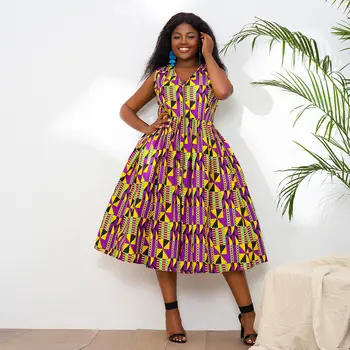 Tega Sleeveless Gathered Kente Dress