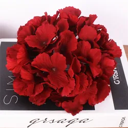 Set of 5 17cm 54 - Petal Artificial Hydrangea Flower Heads for Floral Arrangements and Home Decor (Wine red)