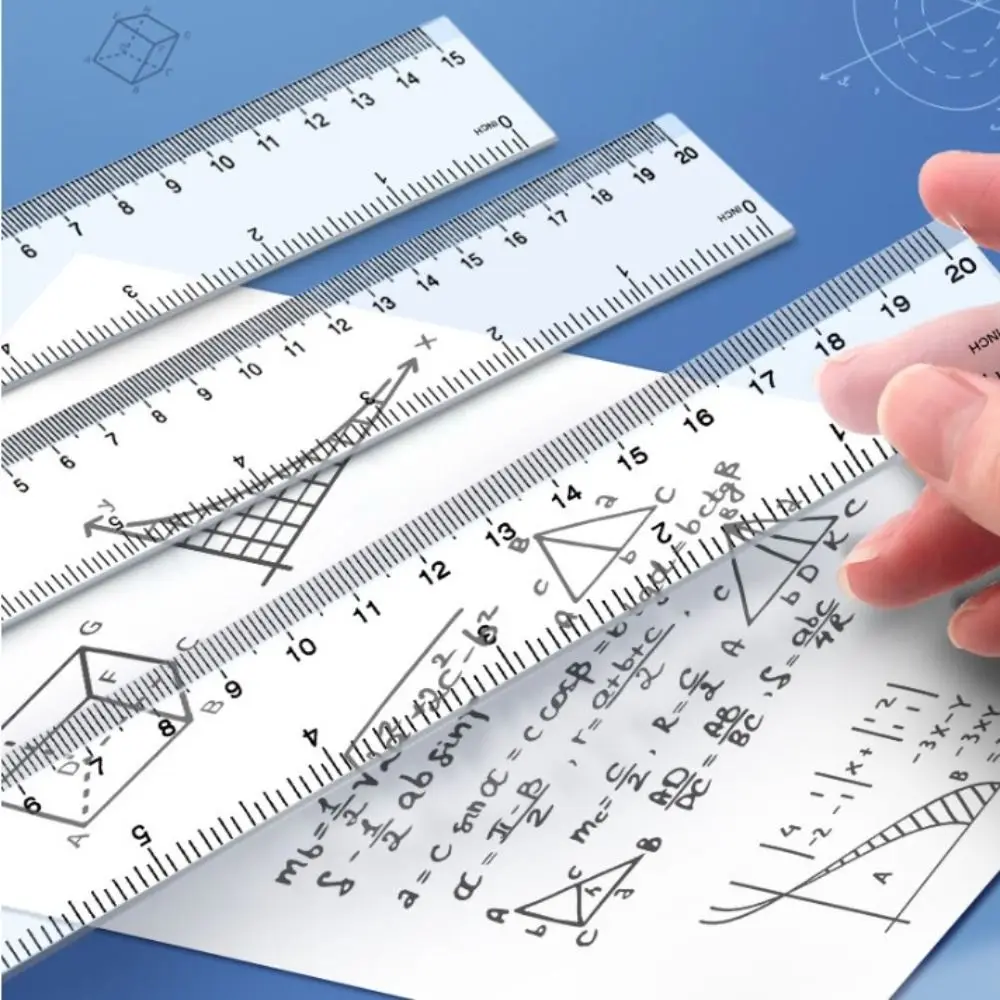 Drawing Tool 15cm 20cm 30cm 40cm Straight Ruler Multifunction Transparent Measuring Ruler Plastic Drawing School