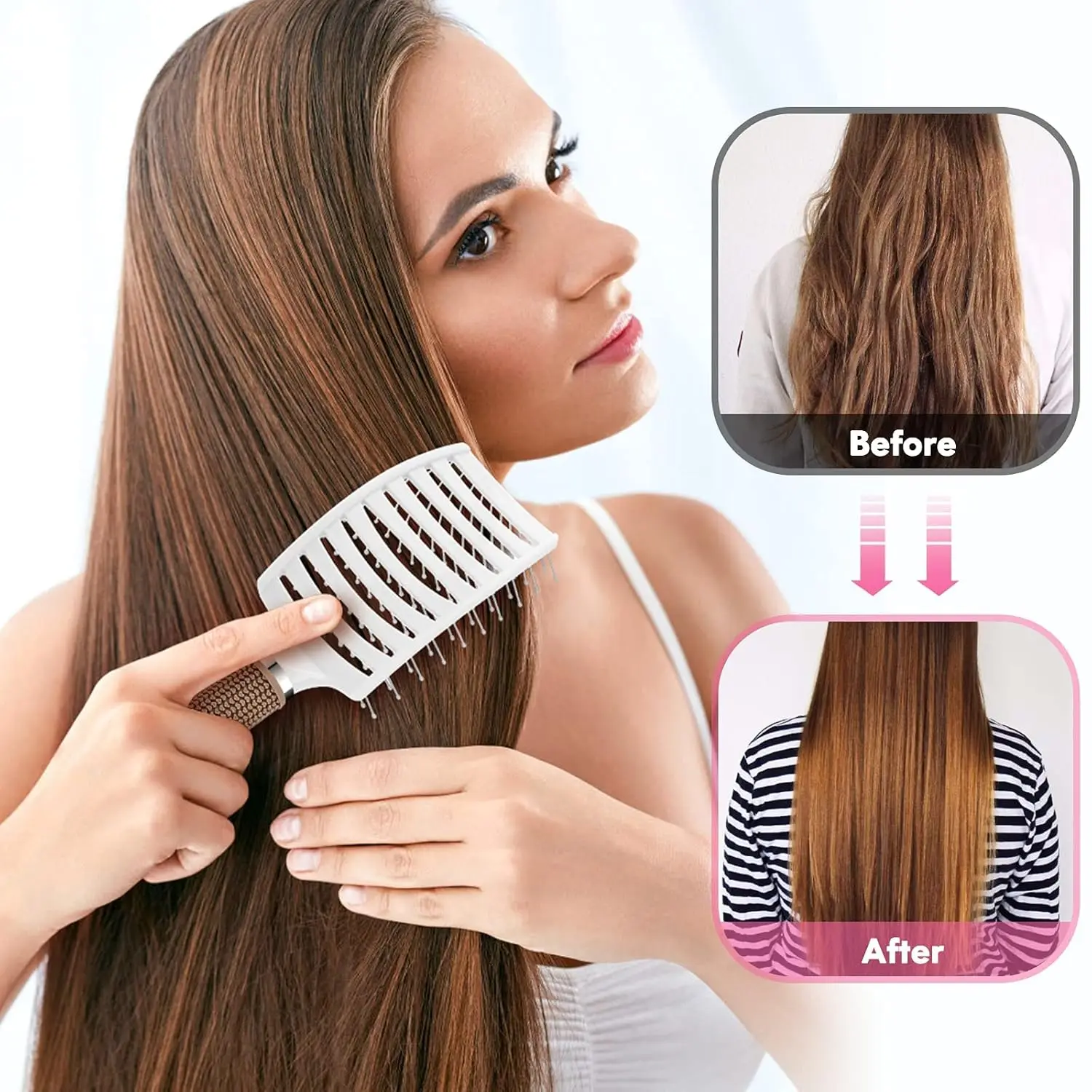 Hair Brush, Professional Curved Vented Brush for Faster Blow Drying for Women, Men, Paddle Detangling Brush for Wet Dry Curly 5