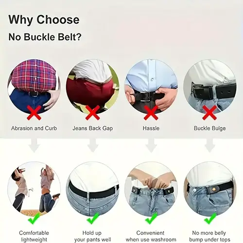 Traceless Invisible Elastic Belt Women's Belt Jeans Pants Men's Elastic Belt - Image 4