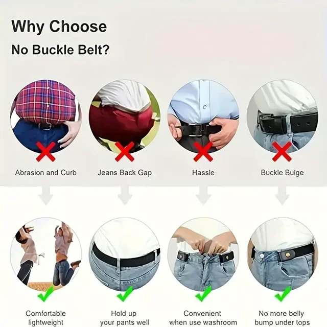 Traceless Invisible Elastic Belt Women's Belt Jeans Pants Men's Elastic Belt 4