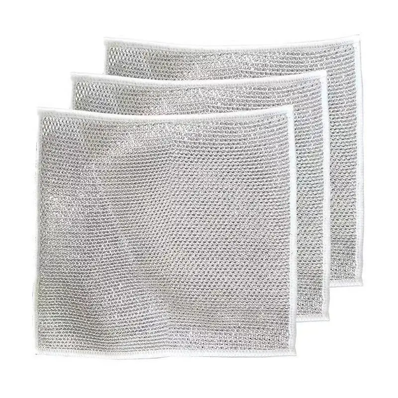 

Household Rust Removal Cleaning Cloth Kitchen Dishwashing Towel Metal Steel Wire Cleaning Rag Dishwashing And Pot Washing Cloth