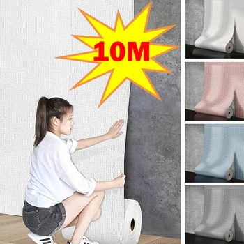 สติกเกอร์ติดผนังกันน้ำผ้าลินินขนาด 50 ซม. ม้วนวอลเปเปอร์แบบมีกาวในตัว เหมาะสำหรับตกแต่งพื้นหลังห้องครัวห้องนอนห้องนั่งเล่น 1