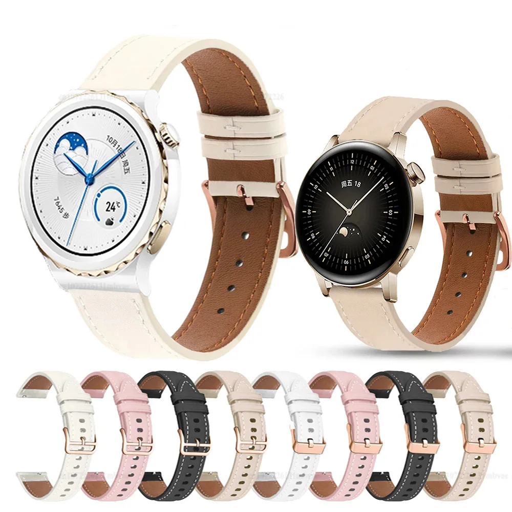 

20mm Leather Watchband For Huawei Watch GT 3 2 GT2 42mm GT3 Pro 43mm Strap Replacement Smartwatch Girl Women Wristband Bracelet