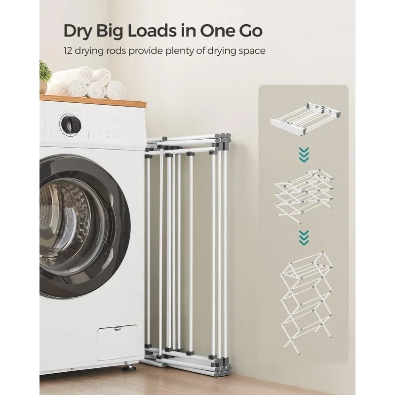 Foldable Clothes Drying Rack, Laundry Drying Rack, Clothes Airer, Steel Frame, 14.6 x 29.5 x 53.2 Inches, Easy Assembly